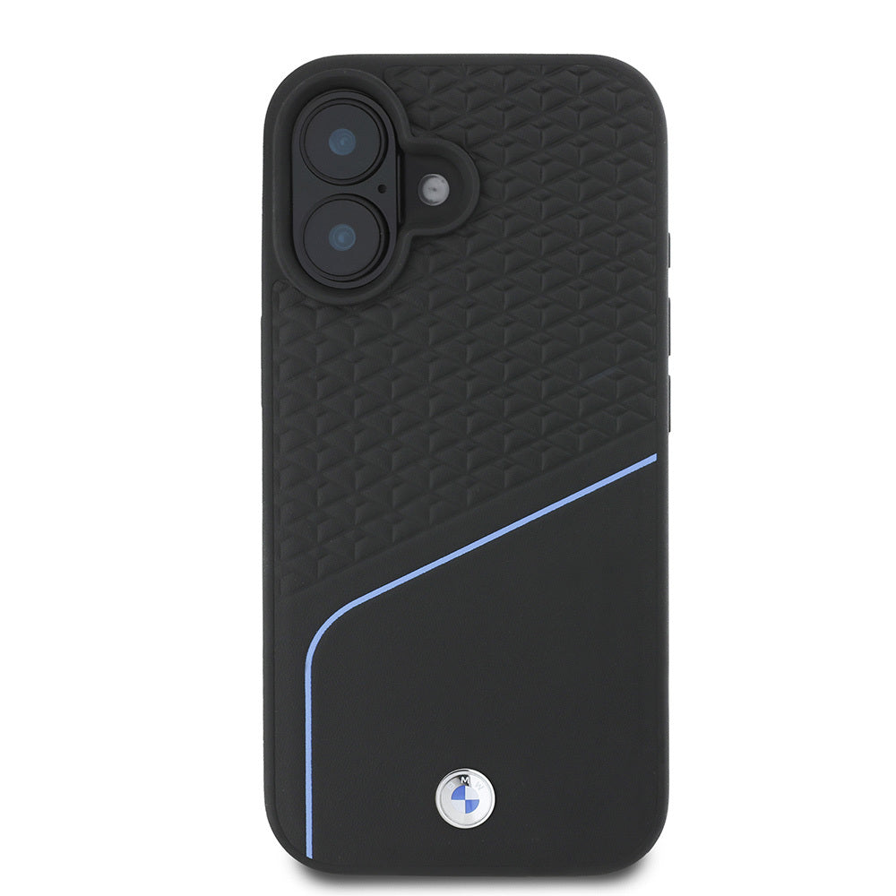 BMW iPhone 16 Orjinal Lisanslı M-safe Metal Logolu Dokulu ve Çizgili Deri Kılıf BMW iPhone 16 Orjinal Lisanslı M-safe Metal Logolu Dokulu ve Çizgili Deri Kılıf